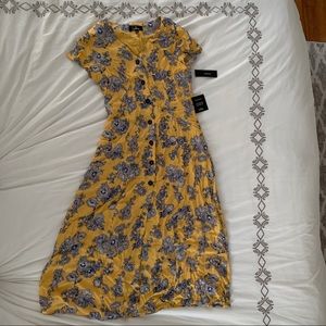 Yellow and blue floral midi sundress